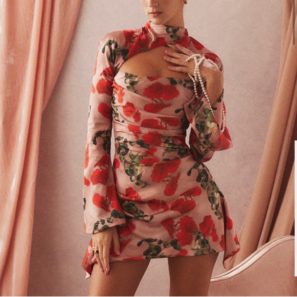 House of CB "Toira" Rose Print Draped Corset
Dress, XS